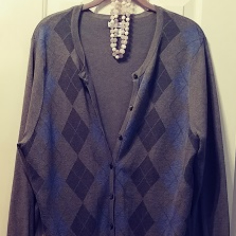 Cardigan Argyle Style Moss Green XL