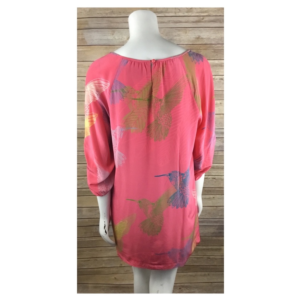 ❌SOLD❌TIBI New York Pink Bird Pattern Dress SZ L - Picture 2 of 5