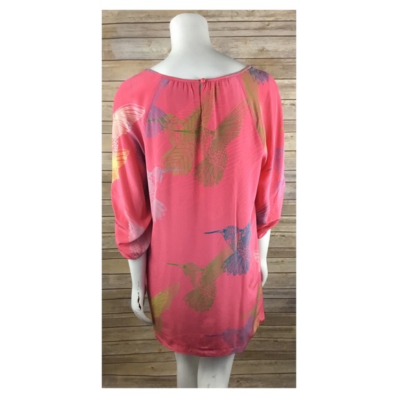 ❌SOLD❌TIBI New York Pink Bird Pattern Dress SZ L - Picture 2 of 5