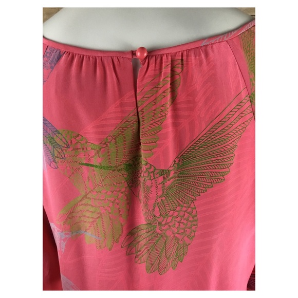 ❌SOLD❌TIBI New York Pink Bird Pattern Dress SZ L - Picture 3 of 5
