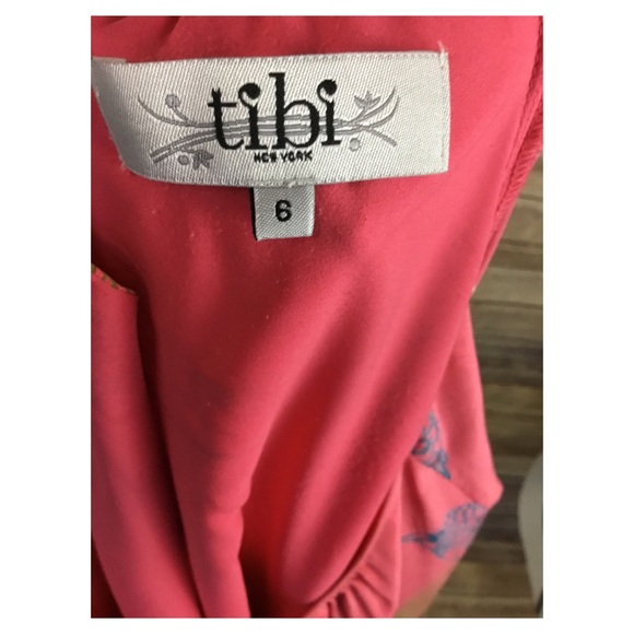 ❌SOLD❌TIBI New York Pink Bird Pattern Dress SZ L - Picture 4 of 5
