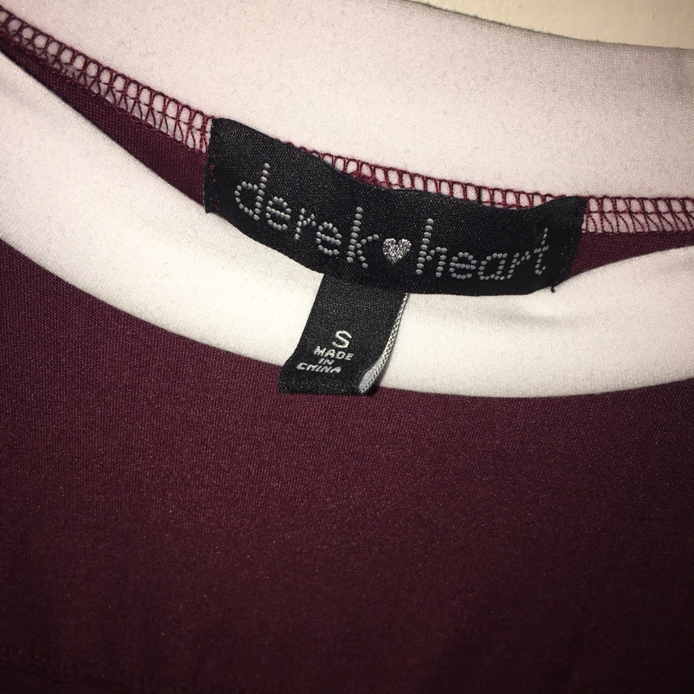 Derek Heart Maroon and White T-shirt Dress