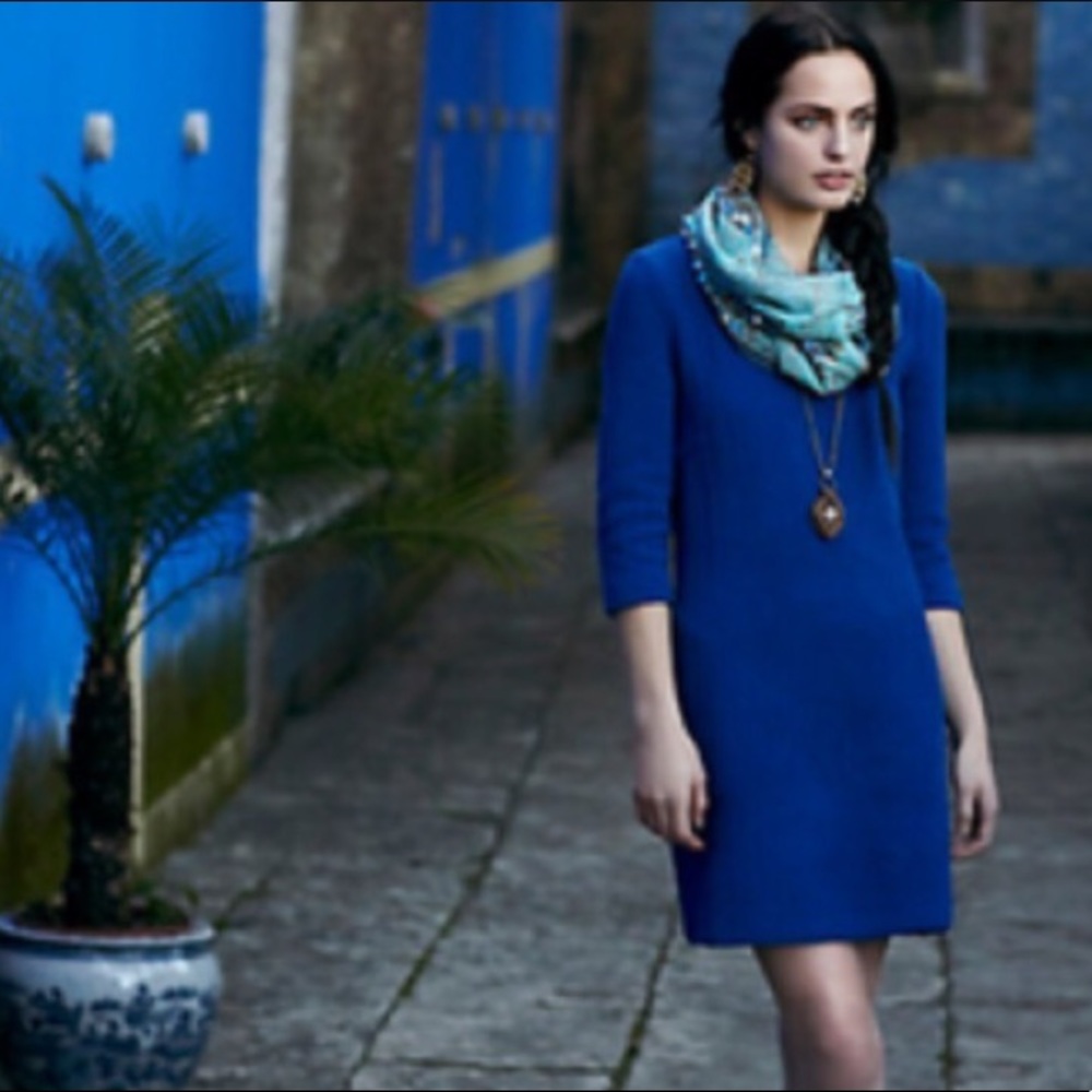 💙Anthro blue long sleeve shift dress💙