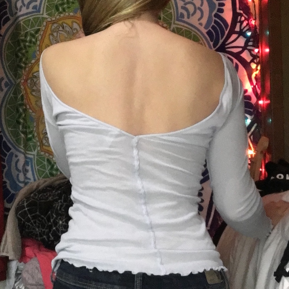 Free People baby blue open back top