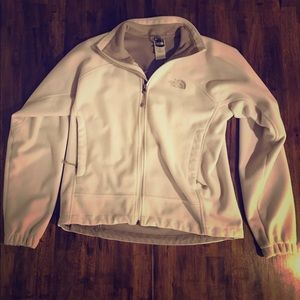NorthFace White and gray soft shell jacket