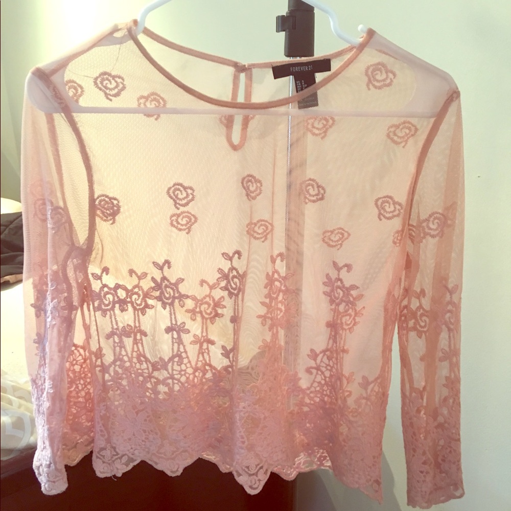 Forever 21 pink net top size small