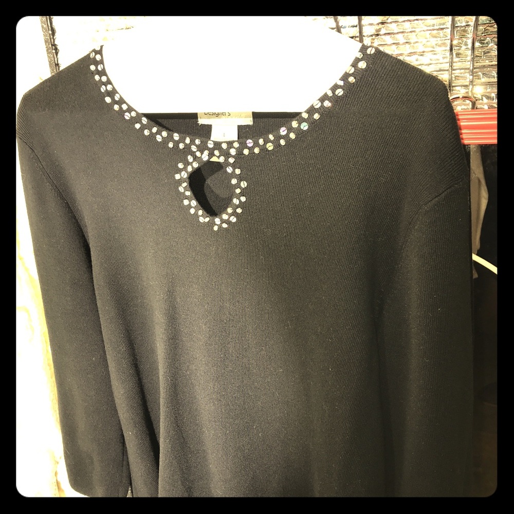 BEJEWELED DRESSY SWEATER BLACK!