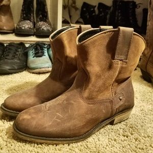 Soft Leather Western Ankle Boots