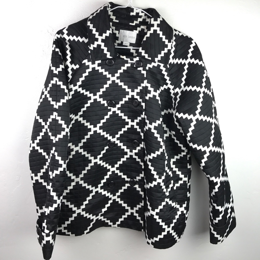 Erin London black white geometric bold jacket
