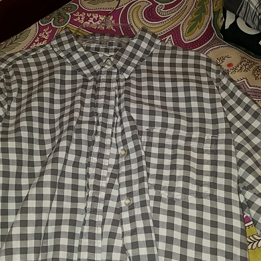 Gray and White Checked Shirt