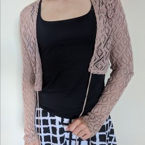 Super cute pink crochet shrug from Mango