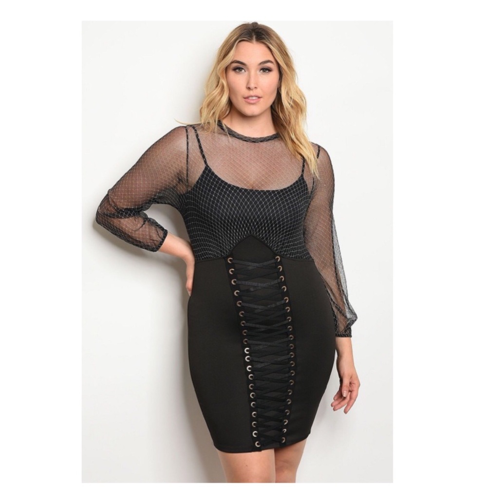🎉new🎉 Plus size fitted lace up skirt dress