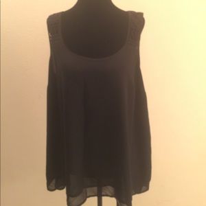 Black double layer top with crochet details