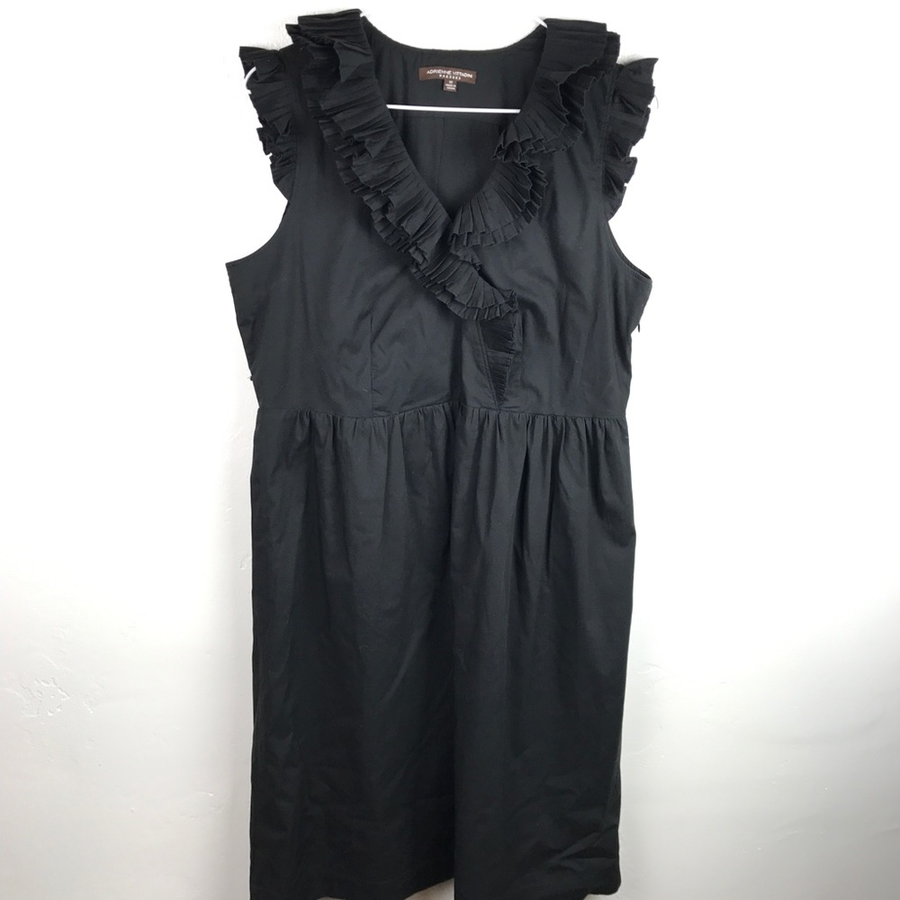 Adrienne Vittadini black midi dress w/pleated neck