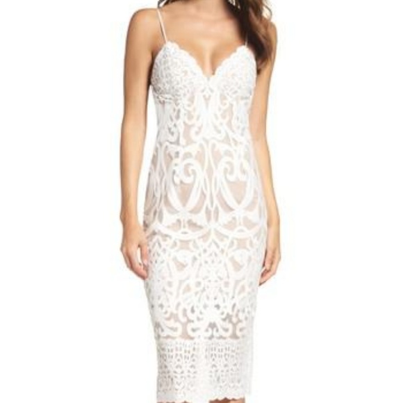 white lace pencil dress