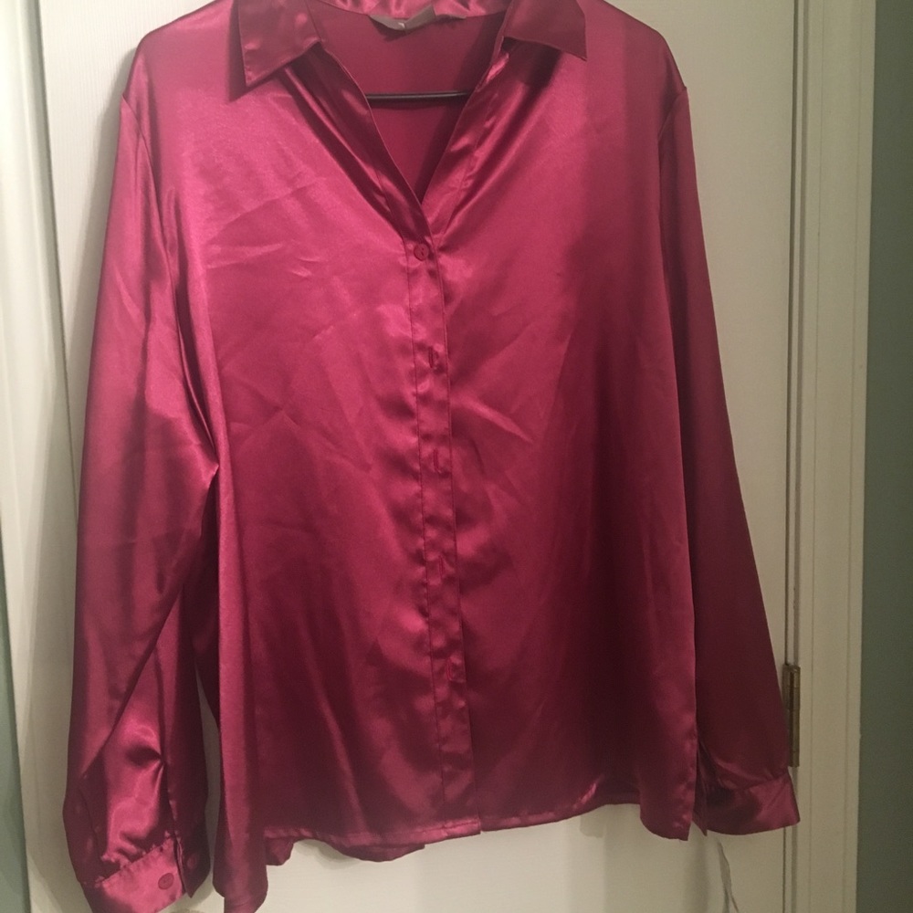 NWT Pink silk button down blouse size 16 NWT