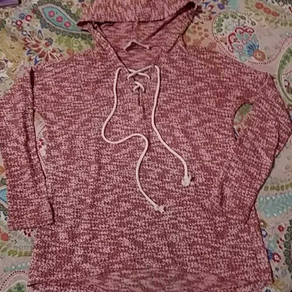 Boutique Lace Up Sweater Hoodie
