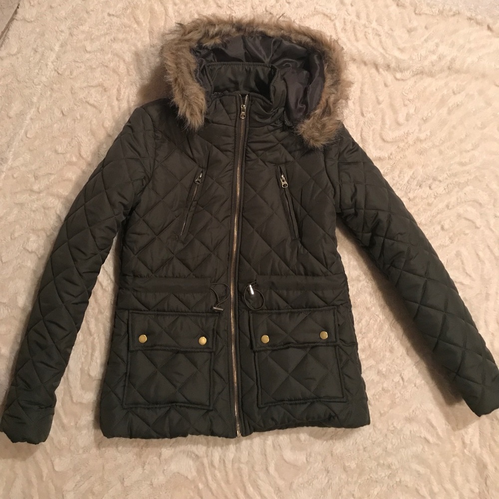 NWT olive green quilted jacket