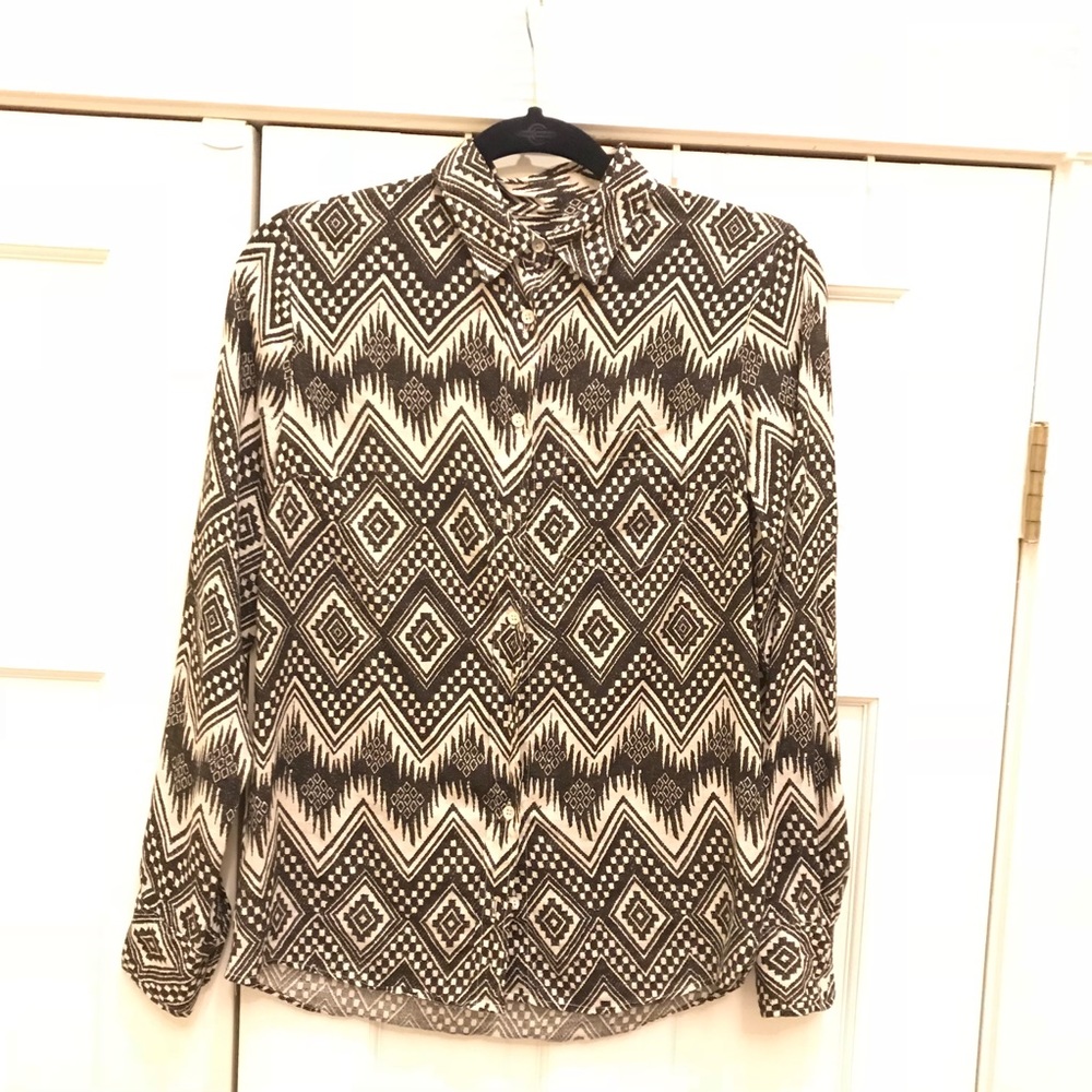 J.Crew Linen Ikat Tribal Print Shirt