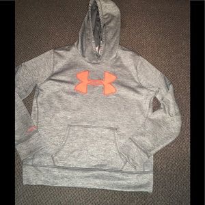 Men's Orange and Grey Under Armour Hoodie