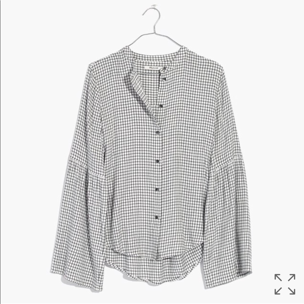 NWT Windowpane Bell Sleeve Button Down Shirt
