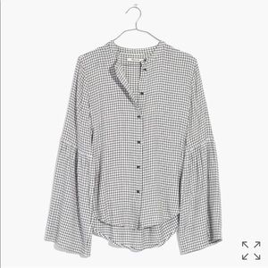NWT Windowpane Bell Sleeve Button Down Shirt