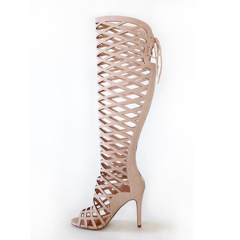 witness-pink gladiator sandal over knee boots - Picture 3 of 6