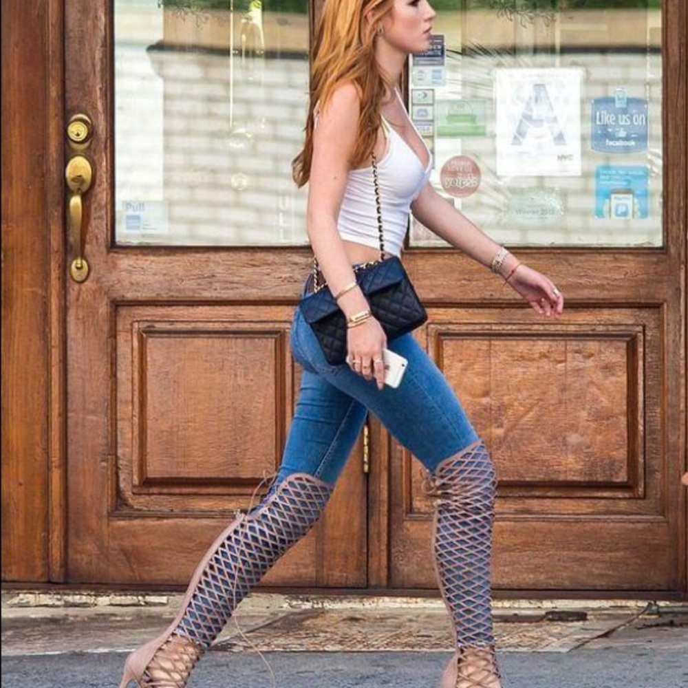 witness-pink gladiator sandal over knee boots - Picture 5 of 6