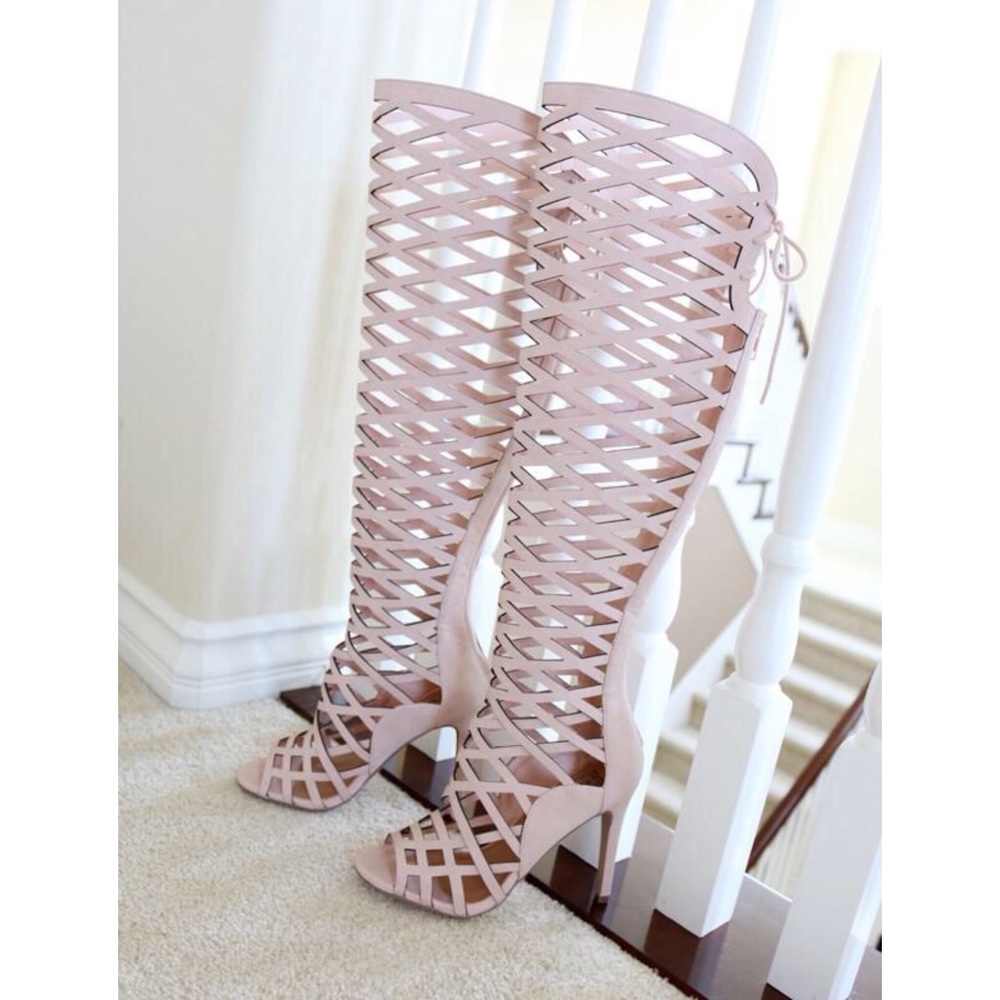 witness-pink gladiator sandal over knee boots - Picture 1 of 6