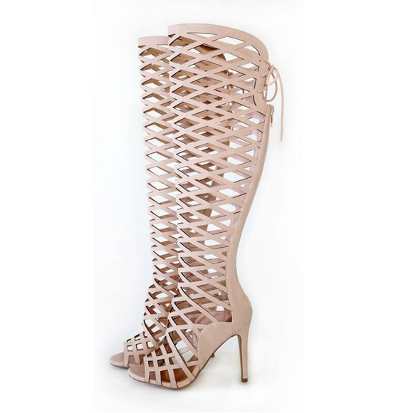 witness-pink gladiator sandal over knee boots - Picture 2 of 6