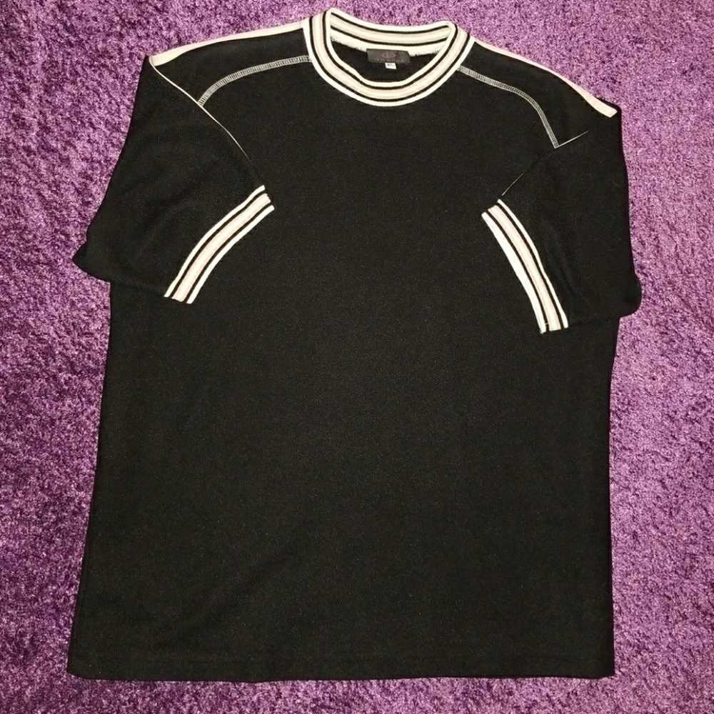 Mens Black Banded Collar Top