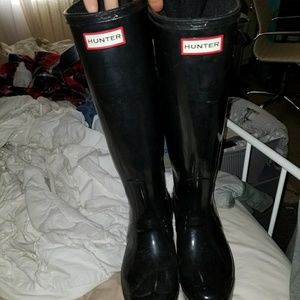 Hunter boots black size 8