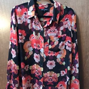 Floral silky Madewell blouse - size Large