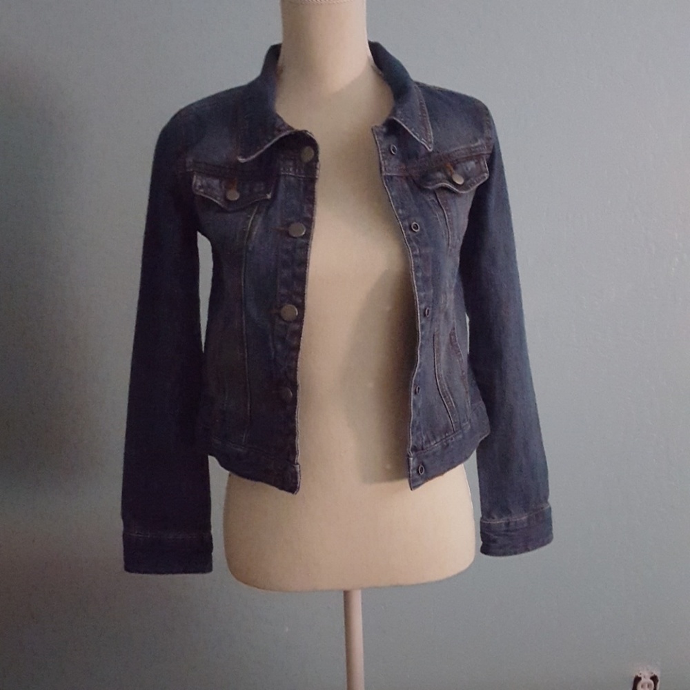 Red camel denim jacket.