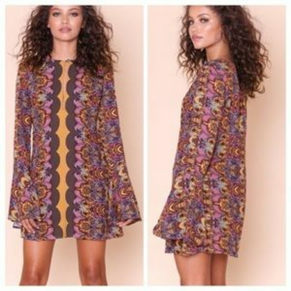 Free People Bell Sleeve Mini Dress