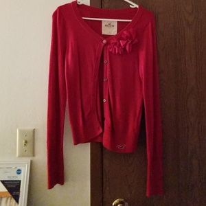 Red cardigan