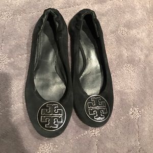 Tory Burch Black Suede Reva Flats size 9