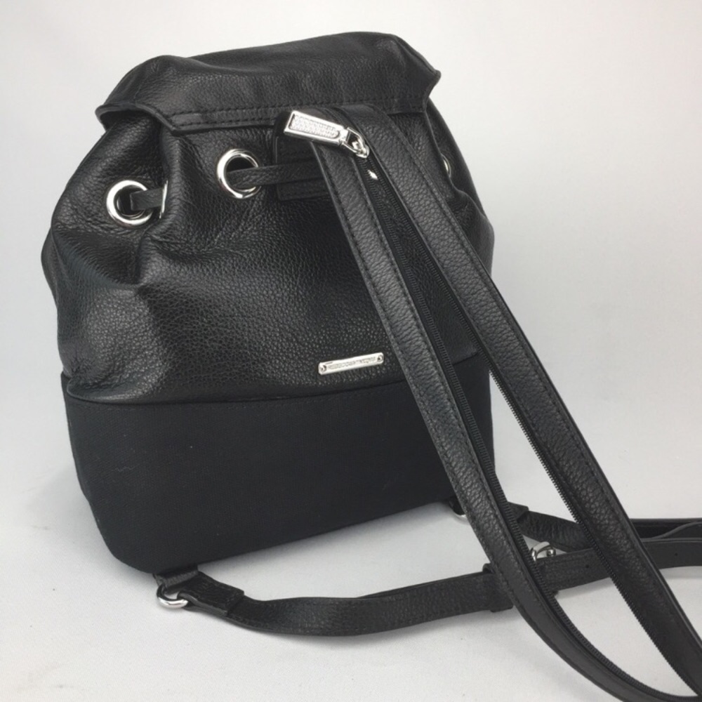 REBECCA MINKOFF Pebbled Leather /Canvas Backpack! - Picture 3 of 8