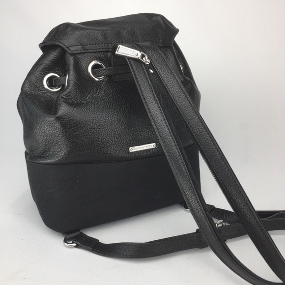 REBECCA MINKOFF Pebbled Leather /Canvas Backpack! - Picture 3 of 8