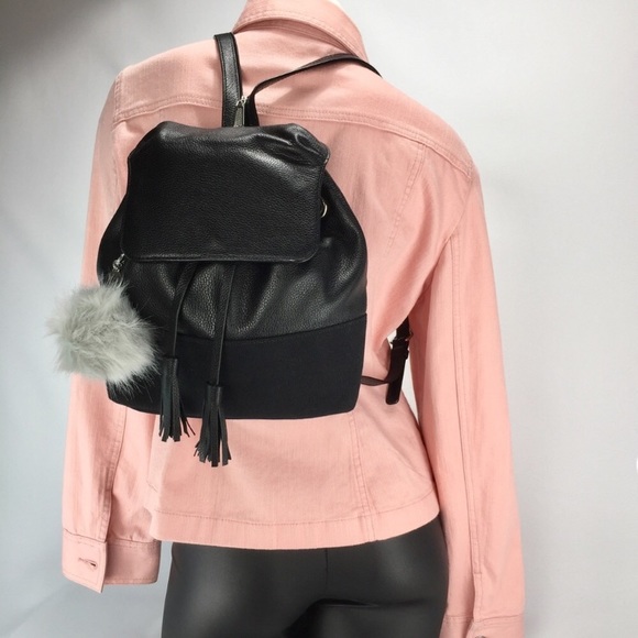 REBECCA MINKOFF Pebbled Leather /Canvas Backpack! - Picture 7 of 8