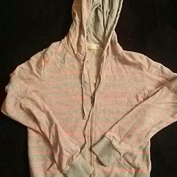 GREY PINKISH ORANGE STRIPPED SWEAT SHIRT - Picture 2 of 5