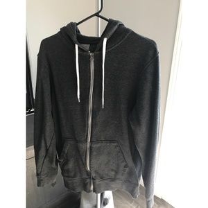Gray plain zip up hoodie