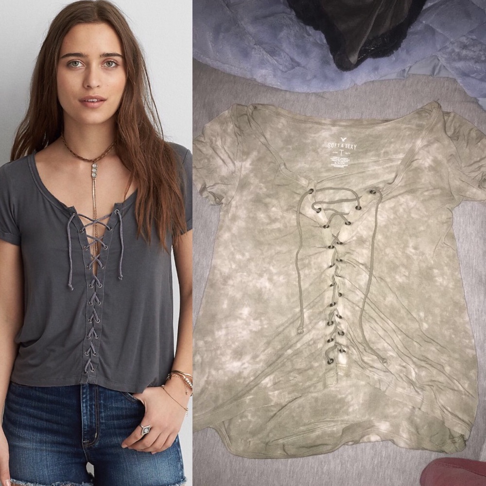 American Eagle soft&sexy lace up shirt