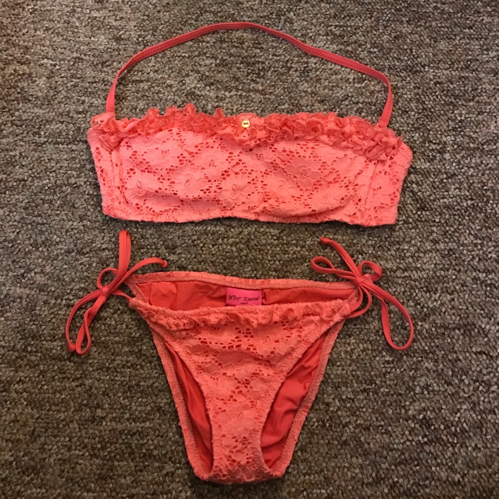 Betsey Johnson peach lace bikini
