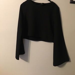 Cropped bell sleeve dressy shirt