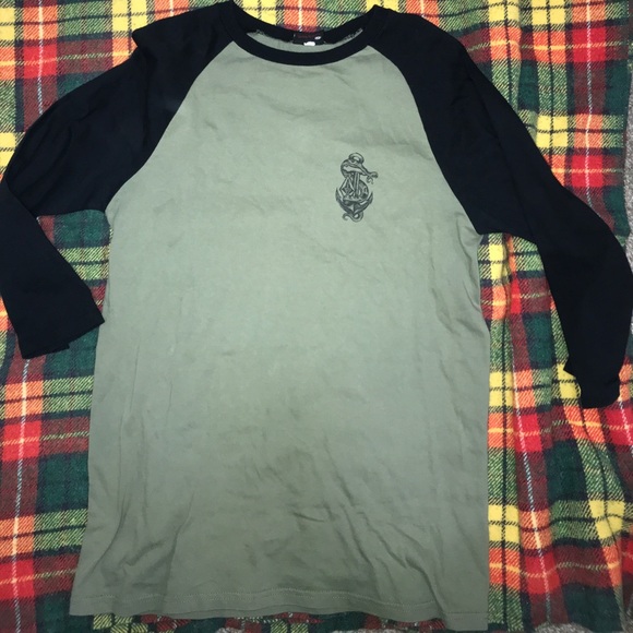 black and green baseball tee