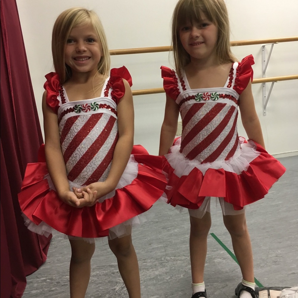 2 candy cane dance costumes