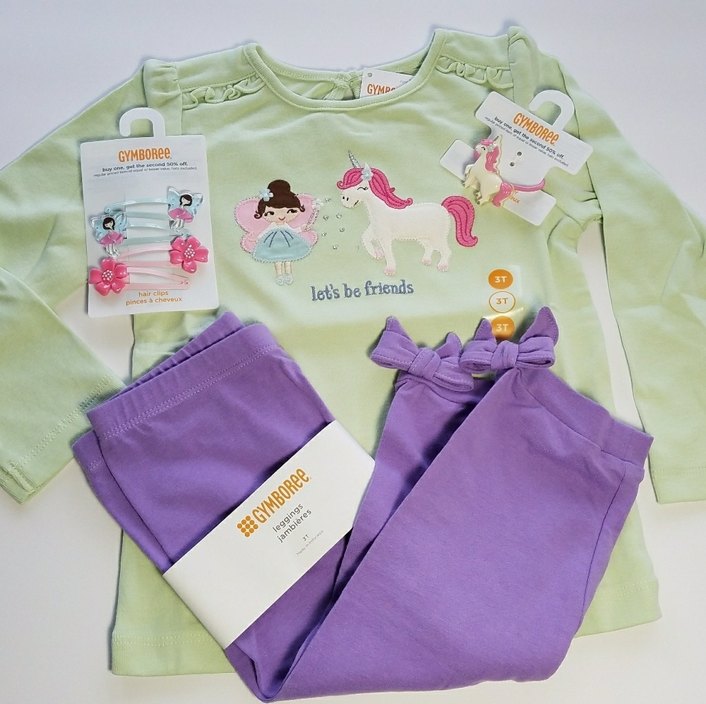 NWT Gymboree Unicorn Girls 3-Piece Outfit Size 3T