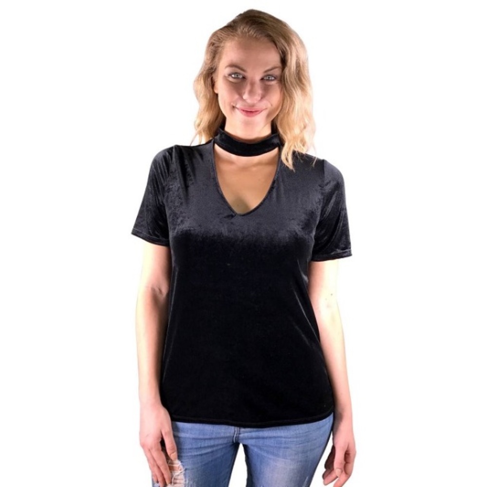 Last day sale Plus short sleeves velvet top