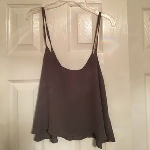 Taupe flowy crop blouse